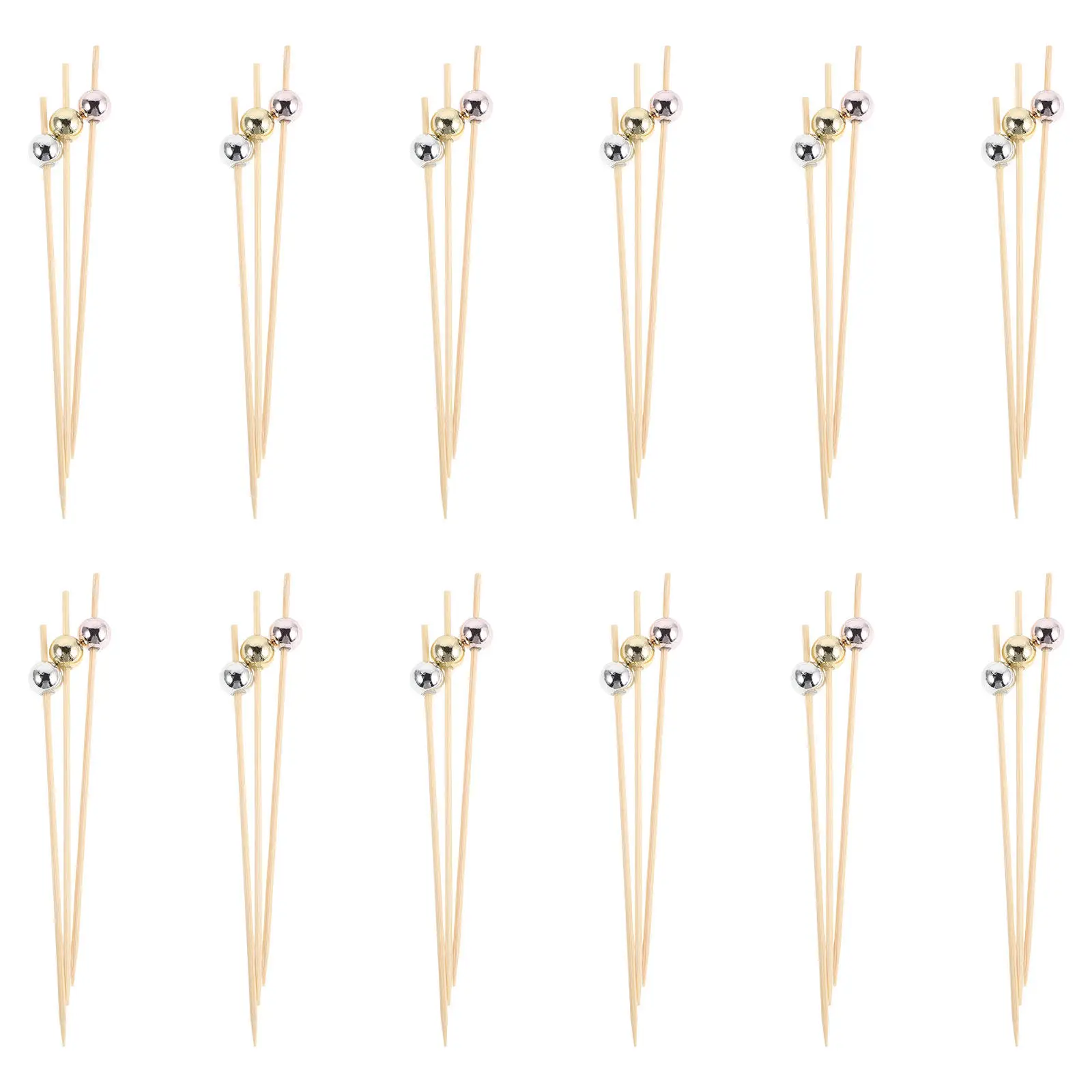 

600Pcs Bamboo Cocktail Picks for Drinks Appetizers Wedding Dessert Supplies Bar Party Accessories Bead Fancy Toothpicks