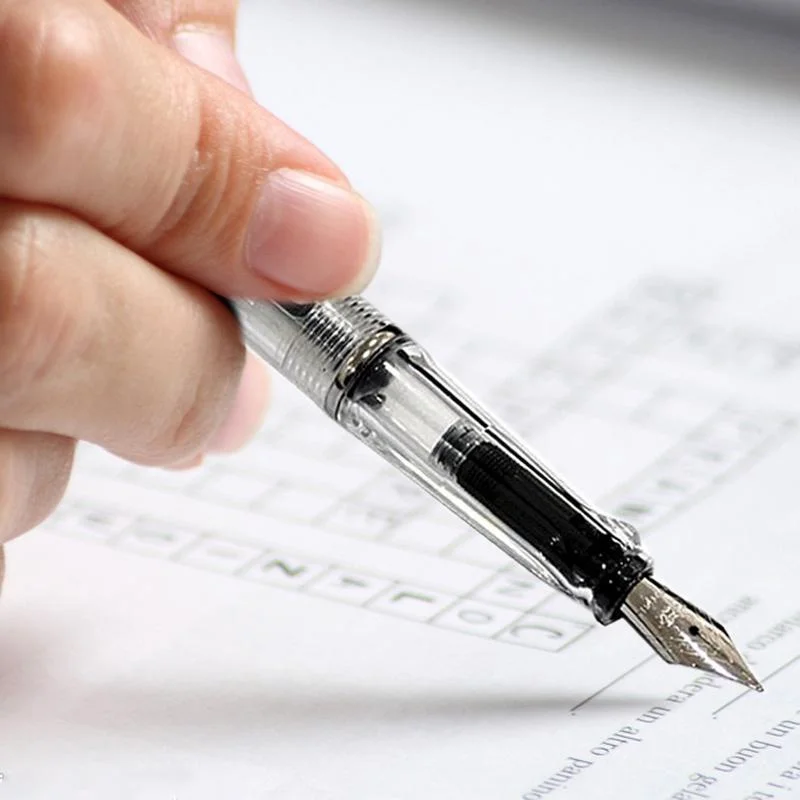 

Transparent White Business Office Medium Nib Fountain Pen Student Stationery Pen New Office Supplies