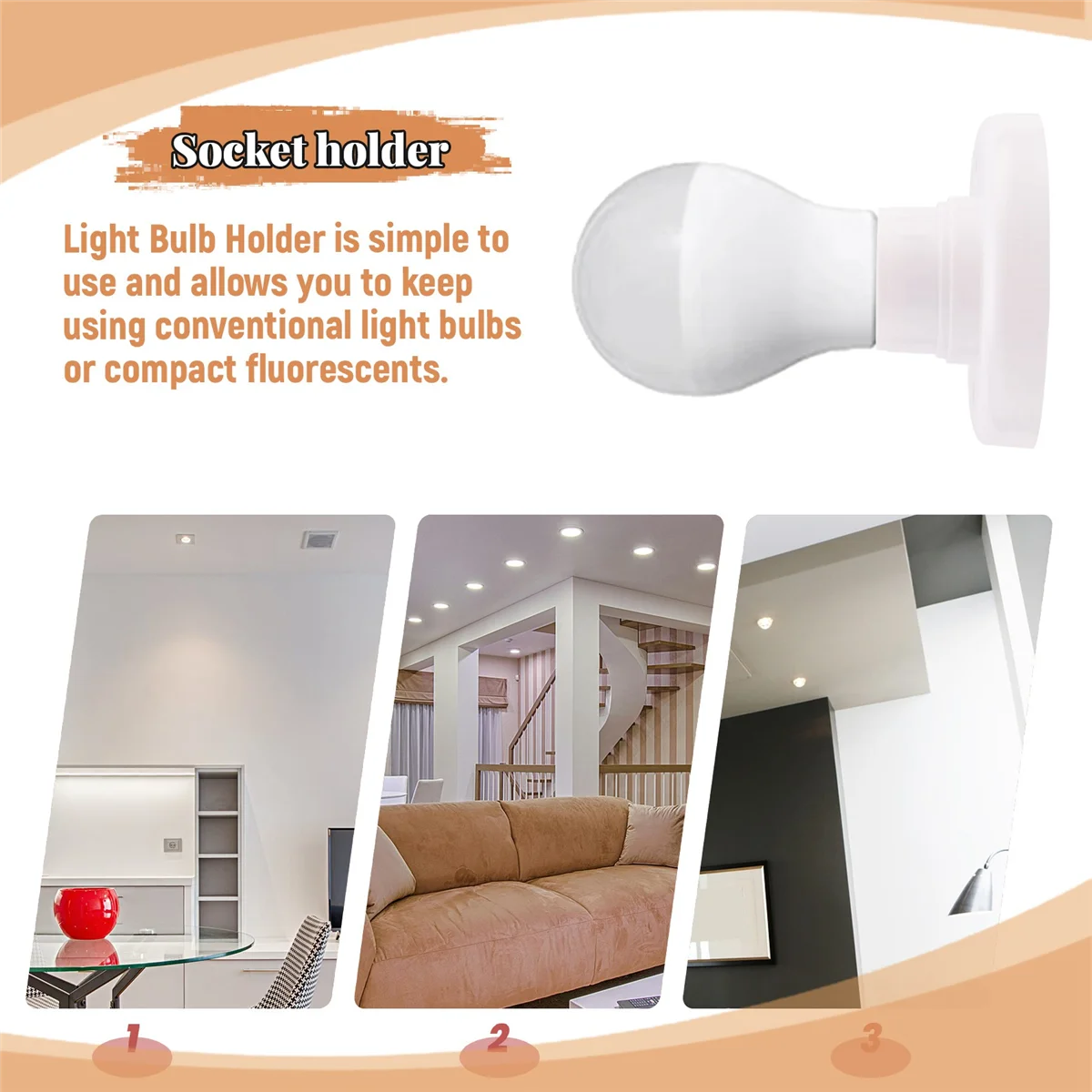 

X64A_10Pcs E27 Plastic Screw Lamp Holder Round Lamp Holder Bulb Socket Holder Adapter