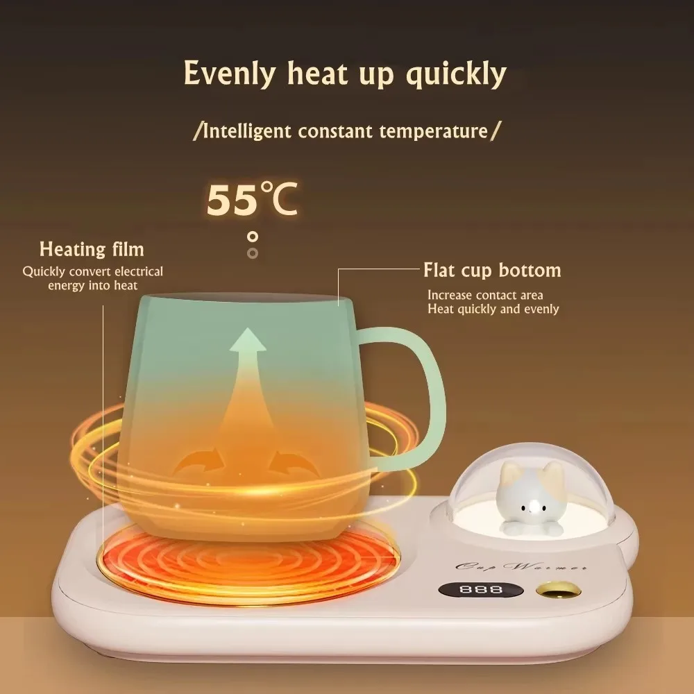 Coffee Cup Wamer Electric Mug Heater Constant Temperature 3 Gear Settings Keep Milk Tea Warm Auto-off Heating Coaster for Home