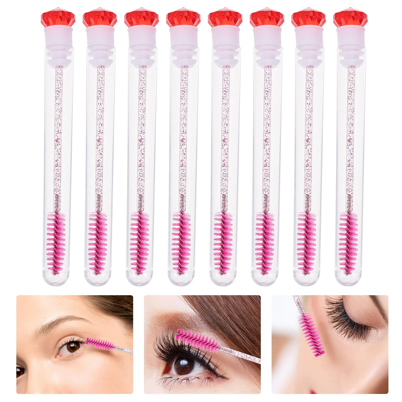 8-delige draagbare diamantmascaraborstel wimperseparator krultang acryl lege wimpers buisapplicator