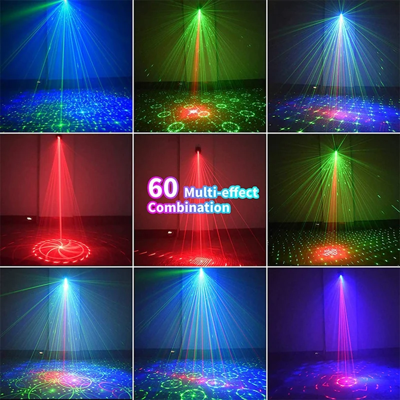 7 Kleuren Led Dj Disco Laser Geluid Strobe Podiumprojector Usb Oplaadbaar Voor Kerst Halloween Deorations