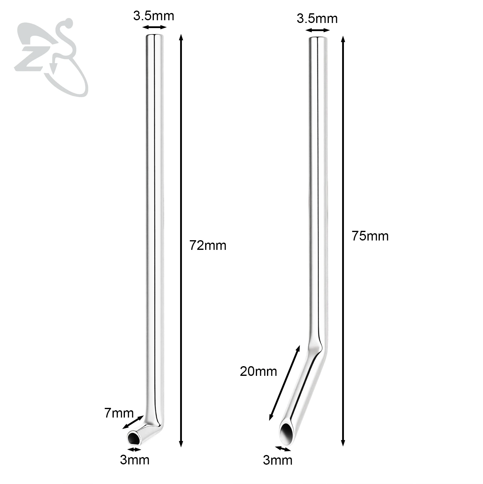 ZS 1 Piece 72/75mm Stainless Steel Perforated Guide Rod Curved Puncture Connecting Pin Bent Professional Piercing Auxiliary Tool