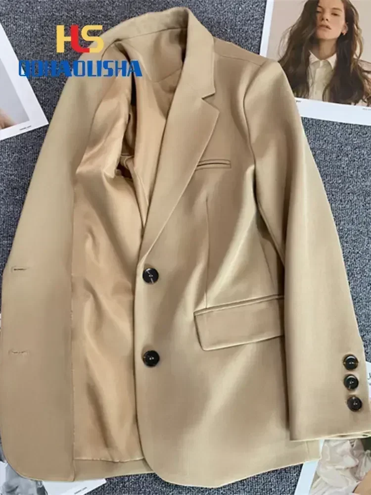 Chaqueta de moda coreana para mujer, traje pequeño, Top marrón, abrigo, ropa, Blazer Delgado, temperamento recto suelto, nuevo