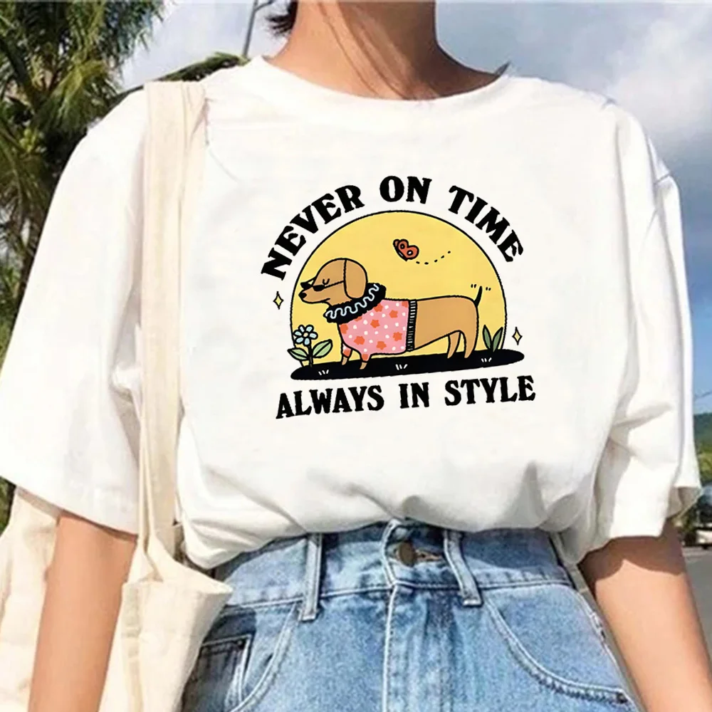 Sausage Dog t shirt women funny Japanese streetwear top female graphic harajuku designer clothes