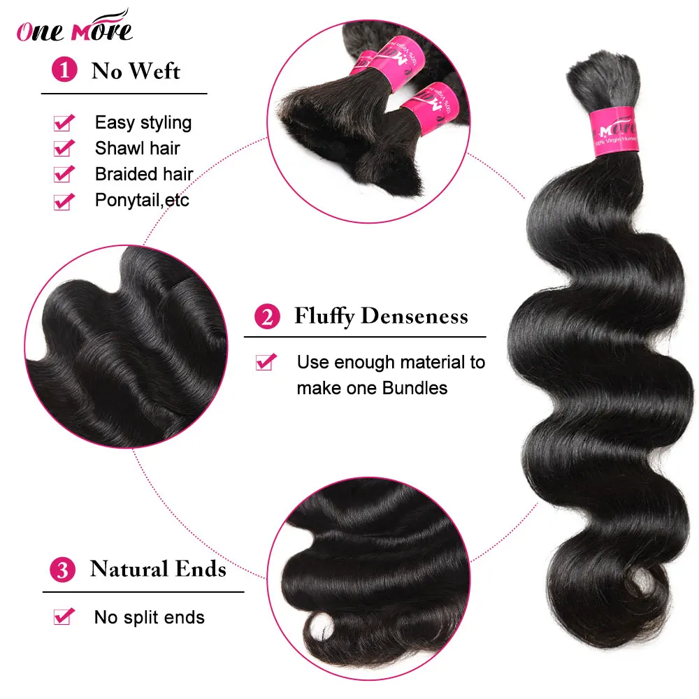 One More Braiding Hair Human Bulk Hair Body Wave Bulk Human Braiding Hair for Braids Hair No Weft Body Wave Human Hair Extension