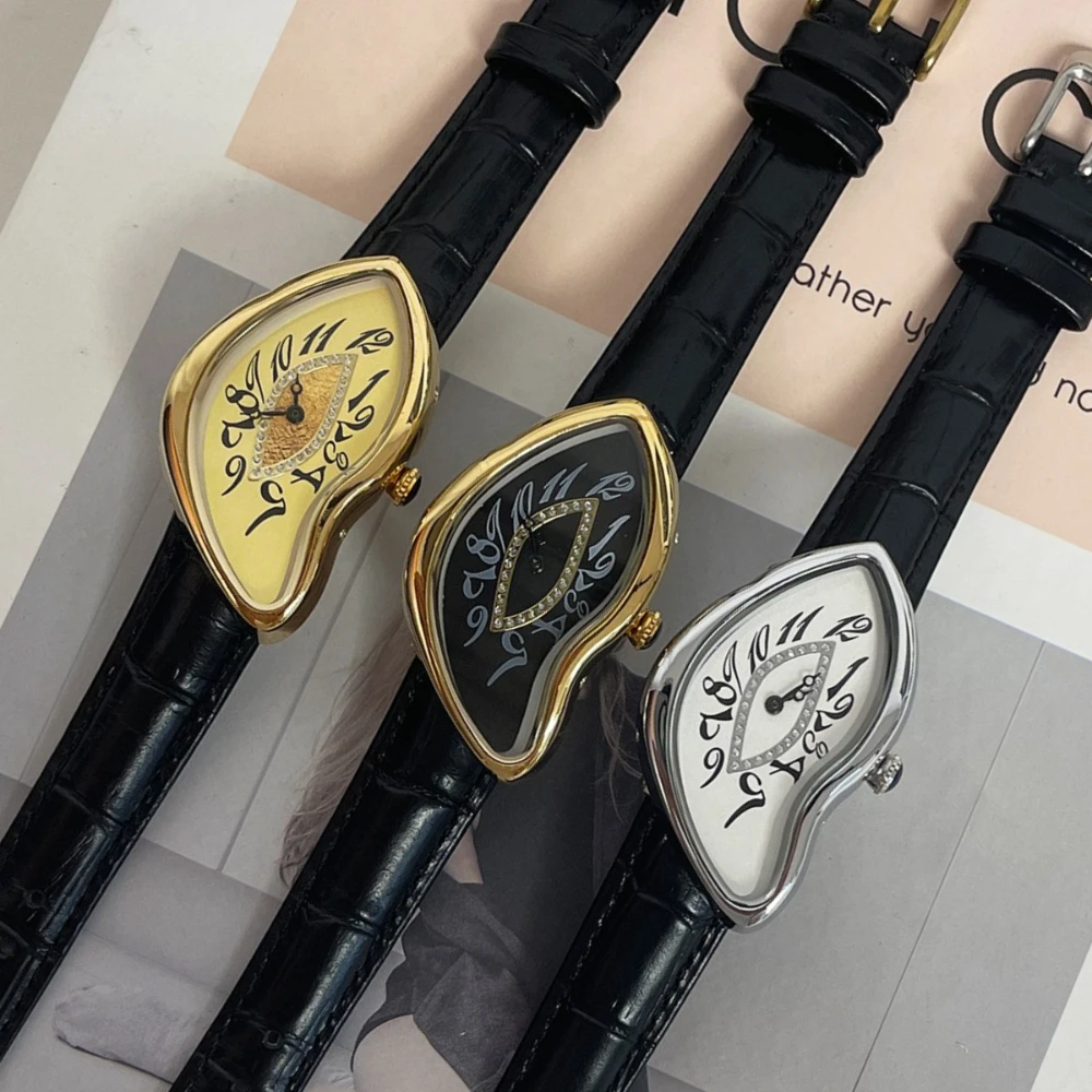 

New Shape Quartz Men's Watch Y2k Style Twisted Case 2025 Trendy Personalized Niche Design Watch Leather Waterproof Watch Clock