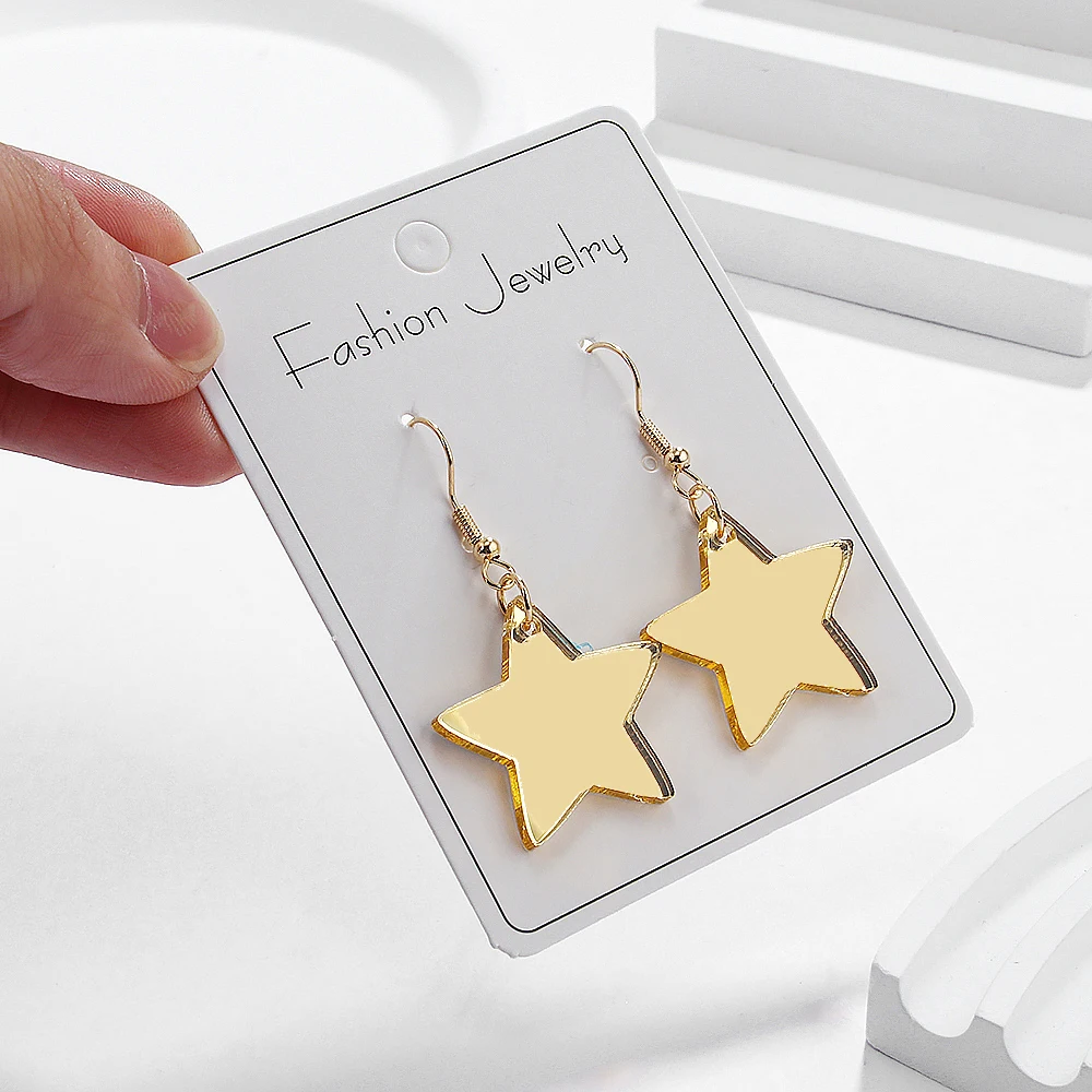 Wedding Gift Big Shine Star Pentagram Acrylic Earrings Customized Mirror Fashion New HipHop Rock Dangle Drop Earring Jewelry