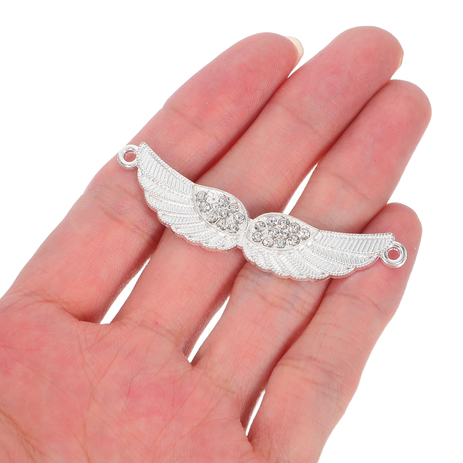 

50Pcs Vintage Angel Wing Charm Sparkling Rhinestone Pendant for Jewelry Making Necklace Bracelet Keychain Accessories