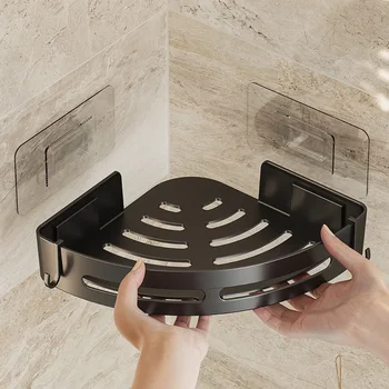 Support de rangement en plastique pour salle de bain, porte-shampooing, caddie de douche adhésif, sans perceuse, étagère d'angle pour serviettes, 1/2/3 pièces
