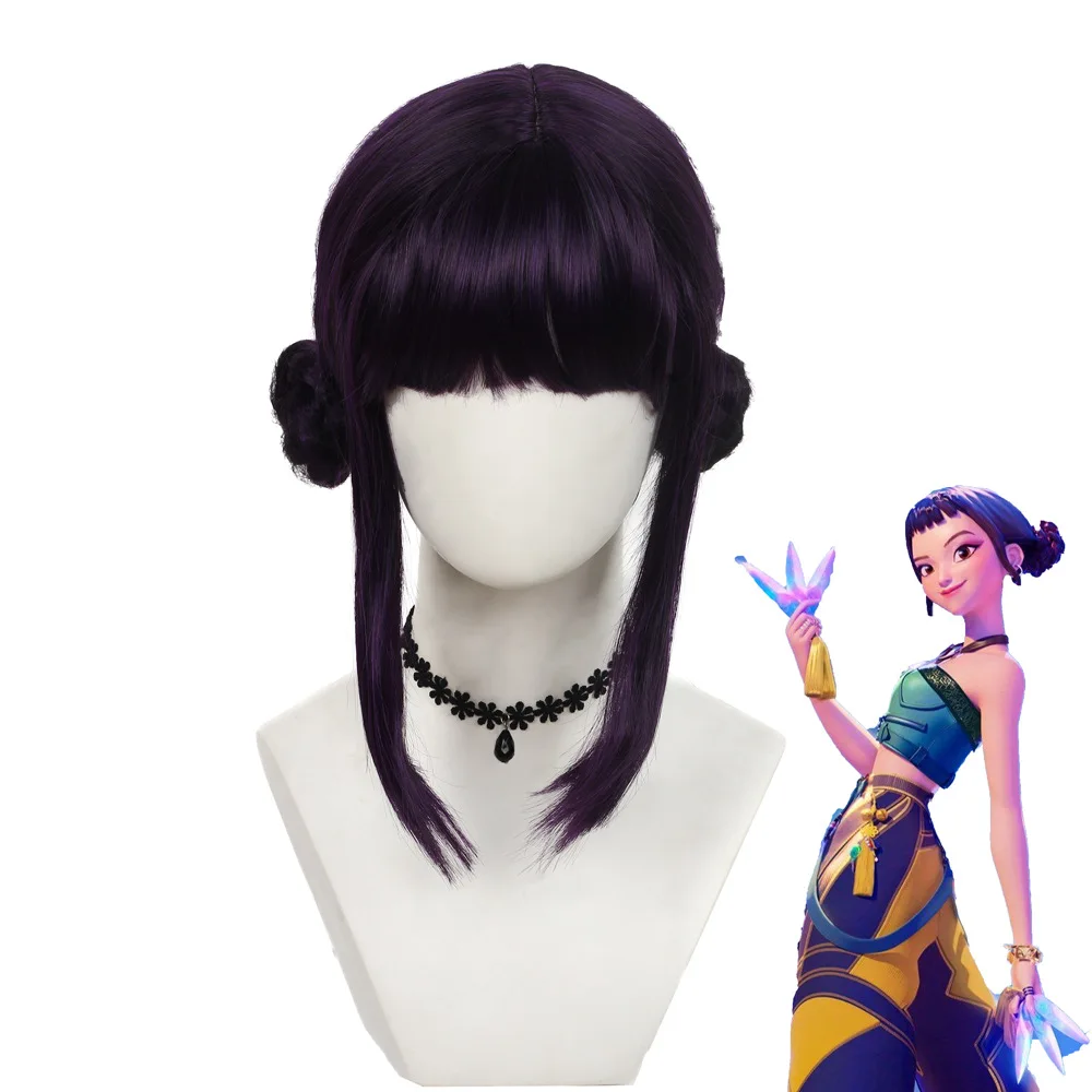 Película Kpop grupo Idol Cosplay peluca Mira Rumi Zoey Demon Hunters púrpura negro rojo pelo largo pelucas sintéticas resistentes al calor