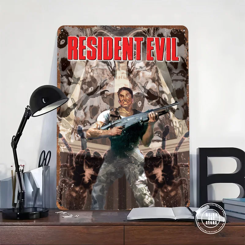 Resident Evil Metal Poster Customized Wall Art Retro Vintage Metal Signs for Man Cave Living Room Decoration Home Decorations