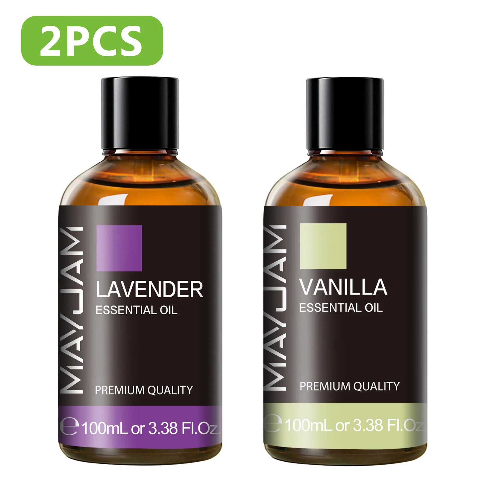 زجاجتان من الزيوت العطرية النقية 100 مل مع قطارة برتقالية حلوة وفانيليا وإبرة قرنفل لمرطب ناشر القصب للعلاج العطري