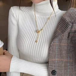 Nowe swetry z golfem Sweter z dzianiny Sweter damski Casual Bottoming Clothes Jesień Zima Kobieta Topy Swetry z długim rękawem