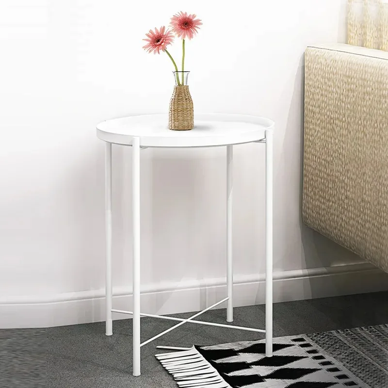 Double-Layer Nordic Small Coffee Table Living Room Sofa Small Round Table Simple Modern Mini Bedroom Bedside Table