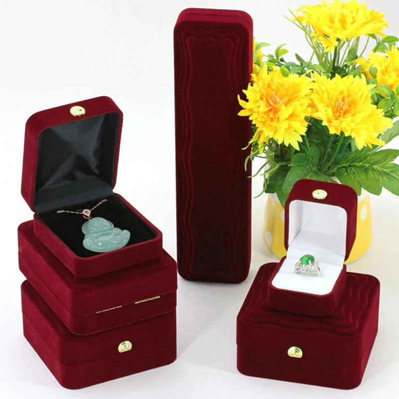 

Velvet red jewelry storage box for rings stud earrings necklaces pendants bracelets storage display box and gift box