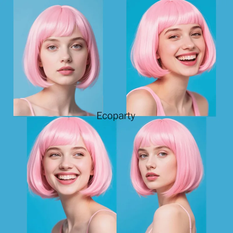 هالوين حزب الدعامة الملونة قصيرة مستقيم بوبو شعر مستعار اصطناعي للنساء الجدة الأزياء الانفجارات مستقيم بوب شعر مستعار هدية النظارات الشمسية