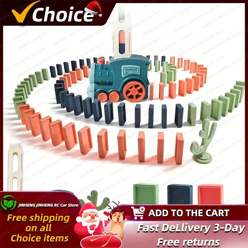 Automatic Laying Domino Train Electric Car Brick Blocks Kits Creative Games Intelligence Educational DIY Toys Kids Birthday Gift