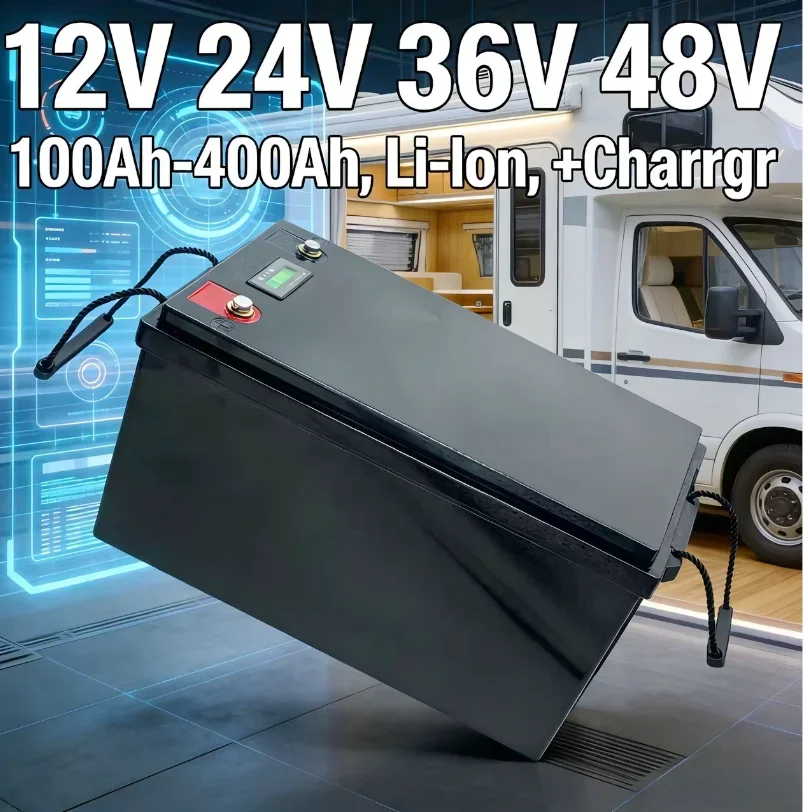 Ultra-High Capacity 100/150/200/300/400Ah Lithium-Ion Battery | 12V/24V/36V/48V | Built-in Smart Bluetooth BMS & APP Monitoring