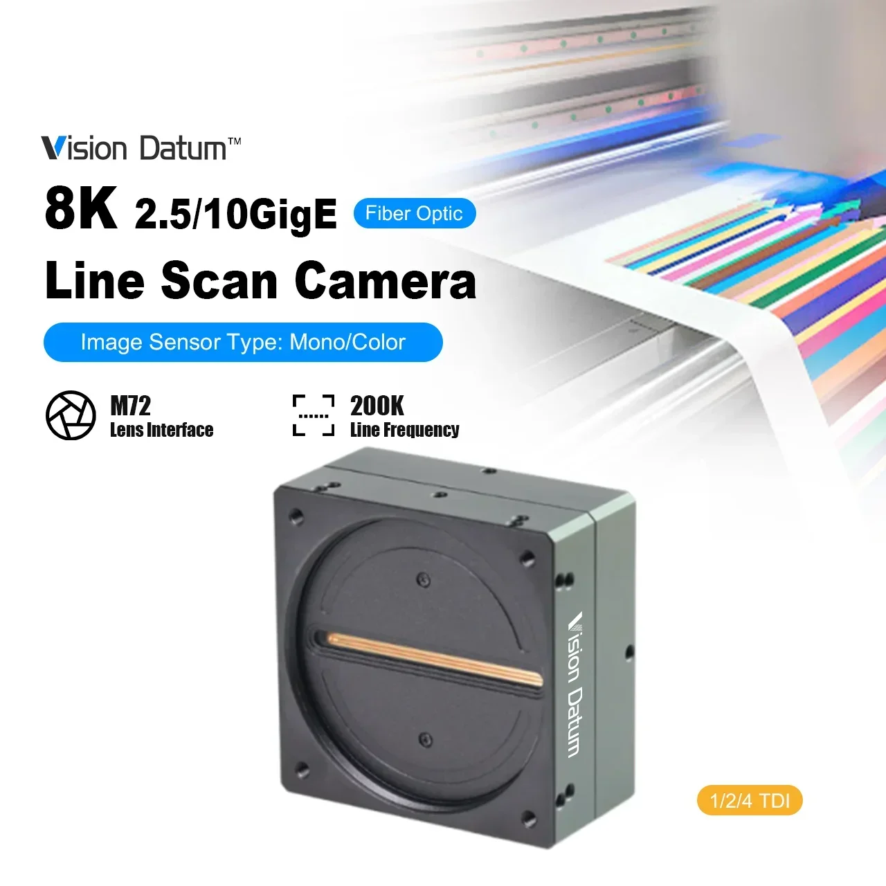 4K 8K 7μm 100kHz 2.5GigE 4 TDI Sequence Strobe Basler Alternative Line Scan Camera for Printing Quality Inspection