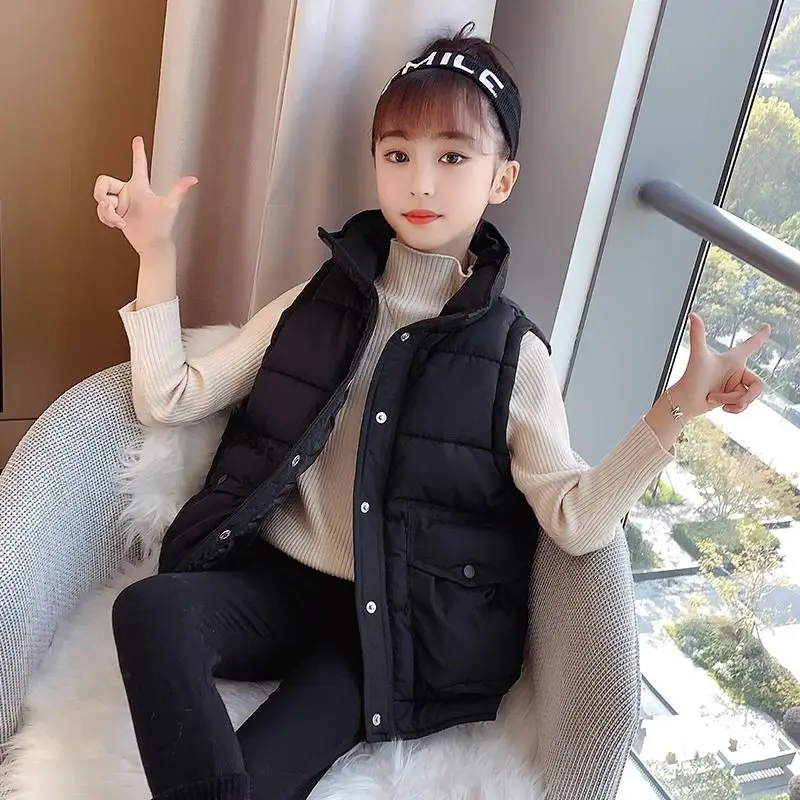 New Autumn Winter Girls' Down Like Thermal Vest Kids Casual Plus Size Outerwear Warmth