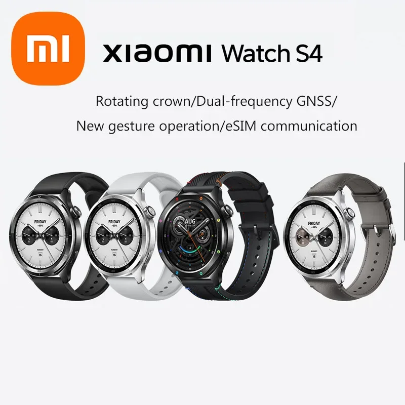 New Xiaomi Watch S4 Dual-frequency GNSS HyperOS 2.0 Stainless Steel Dial New Gesture-operated Supports Bluetooth Calling ESIM Mi