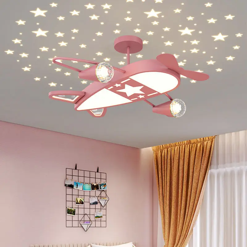 Starry Sky Projection Airplane Light Children\'s Room Ceiling Lights Nordic Creative Little Girl  Boy Room Decor Ceiling Lamps