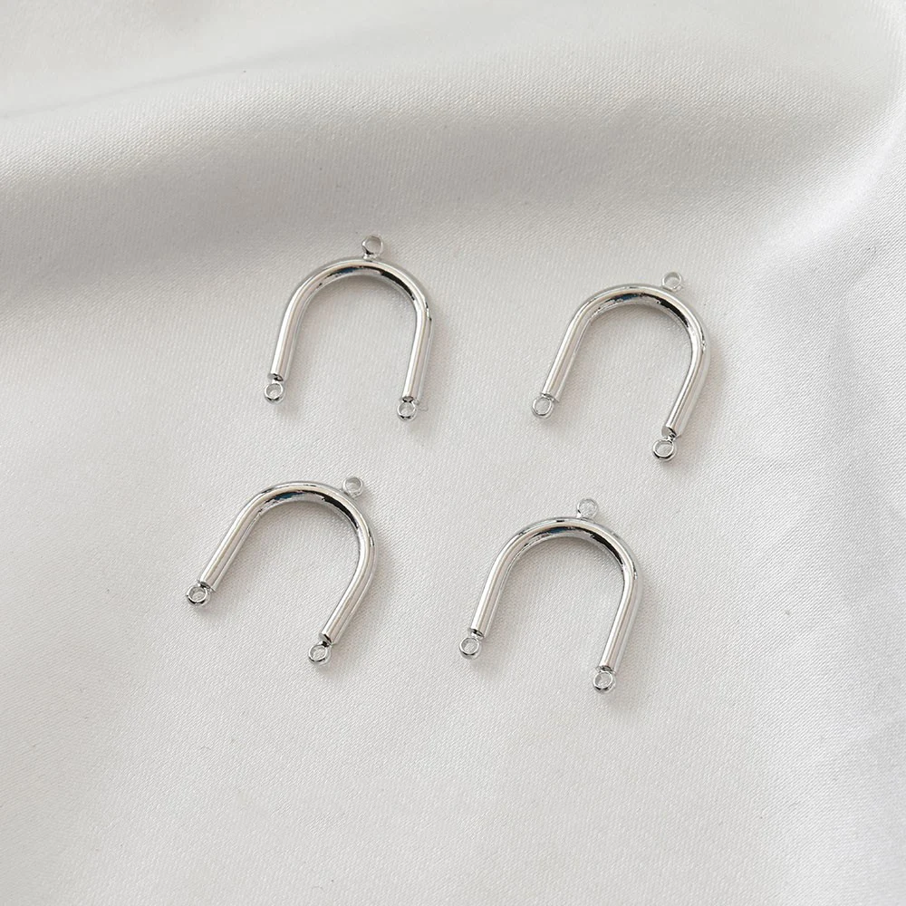 6PCS 14K Gold Plated Arch U-Shaped Pendant Jewelry DIY Making Supplies Brass Material Accessories