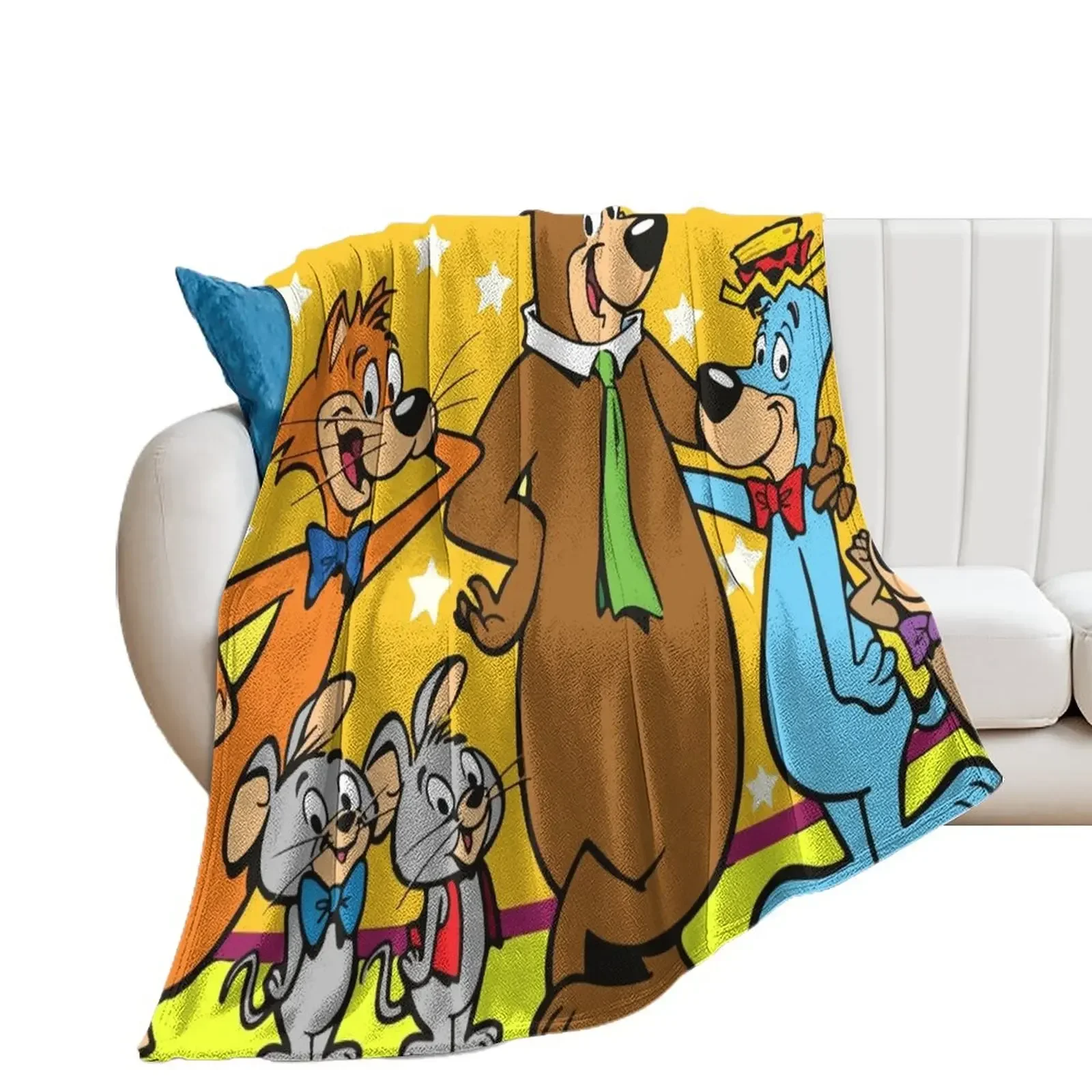 

huckleberry hound and friends Throw Blanket Flannel Fabric Thin Blankets