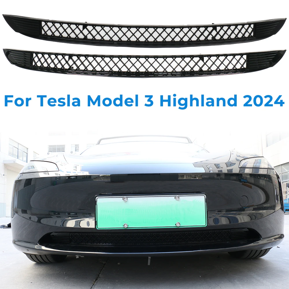 For Tesla Model 3 Highland 2024 Front Grill Car Lower Bumper Anti Insect Net Anti Dust Proof Inner Vent Grille Cover Front Cover