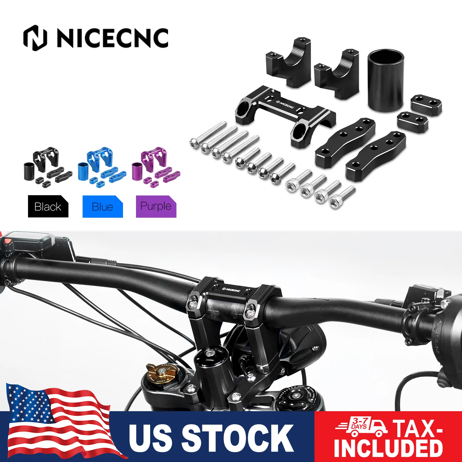 

NICECNC For 2024 Surron Light Bee X S Sur-Ron Light Bee L1E Segway X160 X260 Motorcycle Front Handlebar Bar Riser Mount Bracket