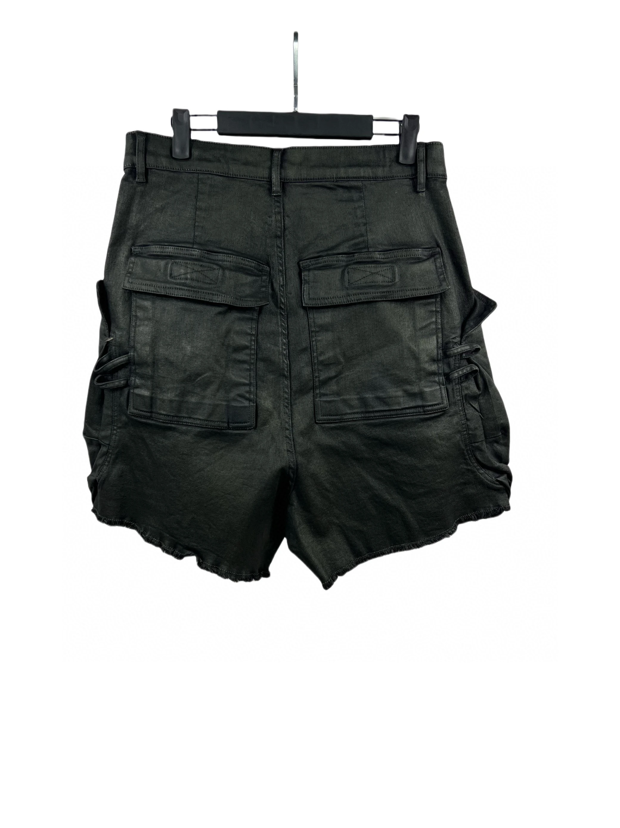 24SS High Street Fashion Dark Ro Style Cargo Washed Denim Shorts Men's Cargo Pockets Casual Loose Jean Shorts Pants