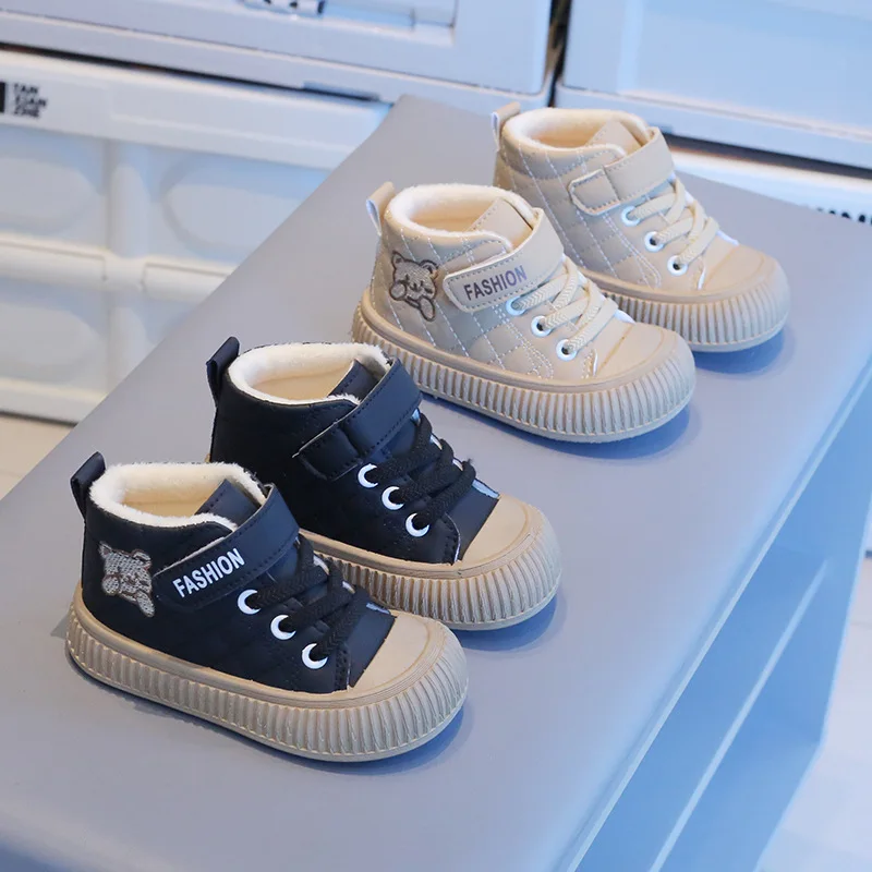 

Kid Sneaker 2025autumn New Bear Cartoon Girl Shoe with Plush Boy Cotton Shoe Versatile Girl Boots Fashion Kid Shoes Winter Boots