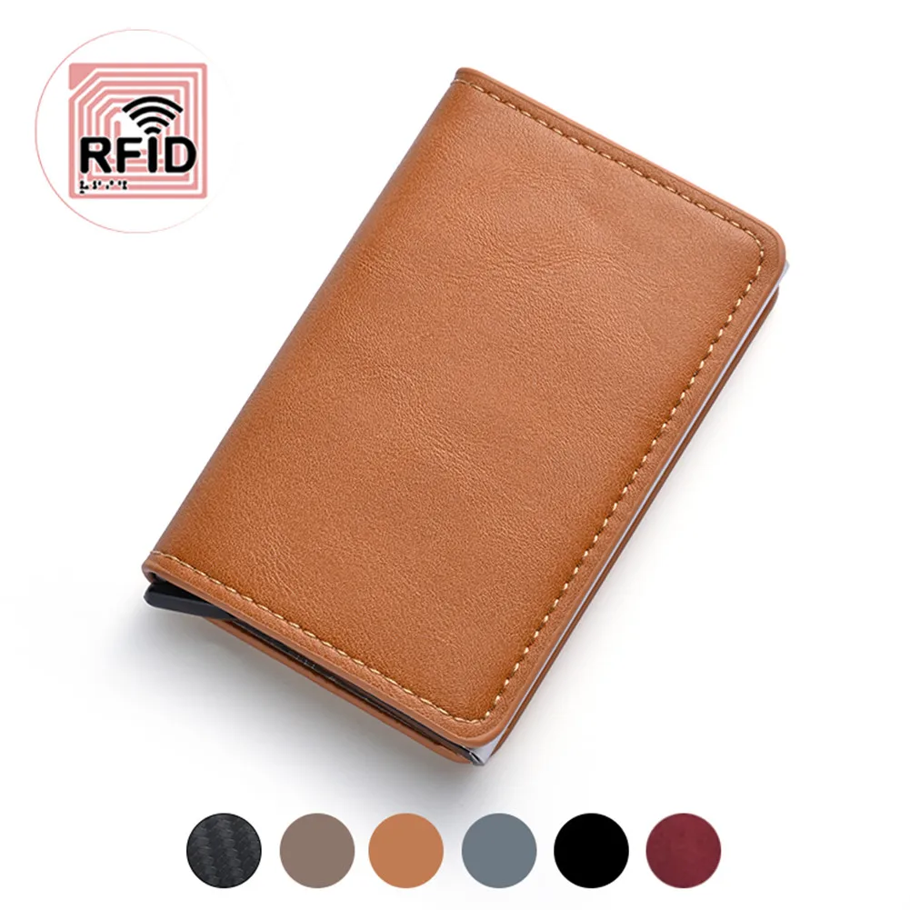 

Маленький мужской кошелек с RFID-защитой от краж, автоматический выдвижной держатель для карт, мужской чехол-кошелек для ID и кредитных карт, кошелек из углеродного волокна