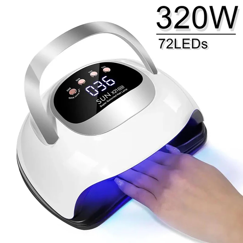 320W SUN X21 MAX Nail Dryer Machine 72 LEDs UV LED Lamp for Nails Gel Polish Curing Manicure Lamp 10/30/60/99s Timer LCD Display