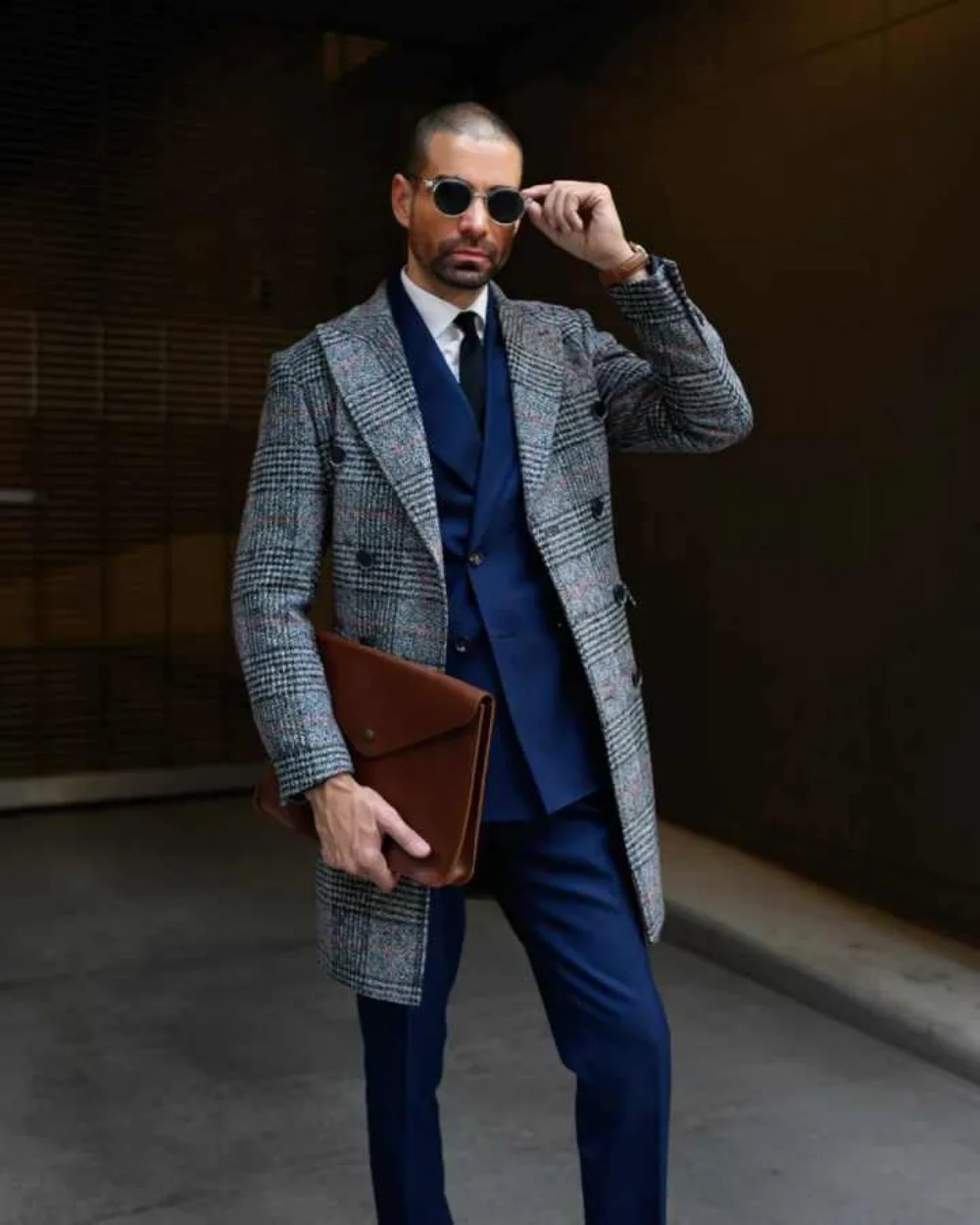 Cappotto da uomo moderno in misto lana a griglia Cappotto doppio petto in 1 pezzo Cappotto invernale spesso caldo formale da lavoro causale quotidiano personalizzato