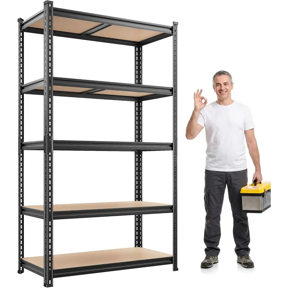 Adjustable 5-Tier 2400lbs Capacity Heavy-Duty MDF Shelving Unit for Garage, Basement, or Pantry Storage