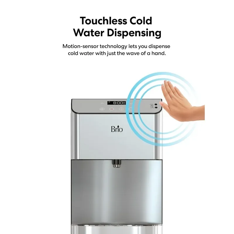 Brio Moderna Touchless Bottom Load Water Cooler Dispenser - Self-Cleaning, Motion Sensor, Tri Temp Dispense