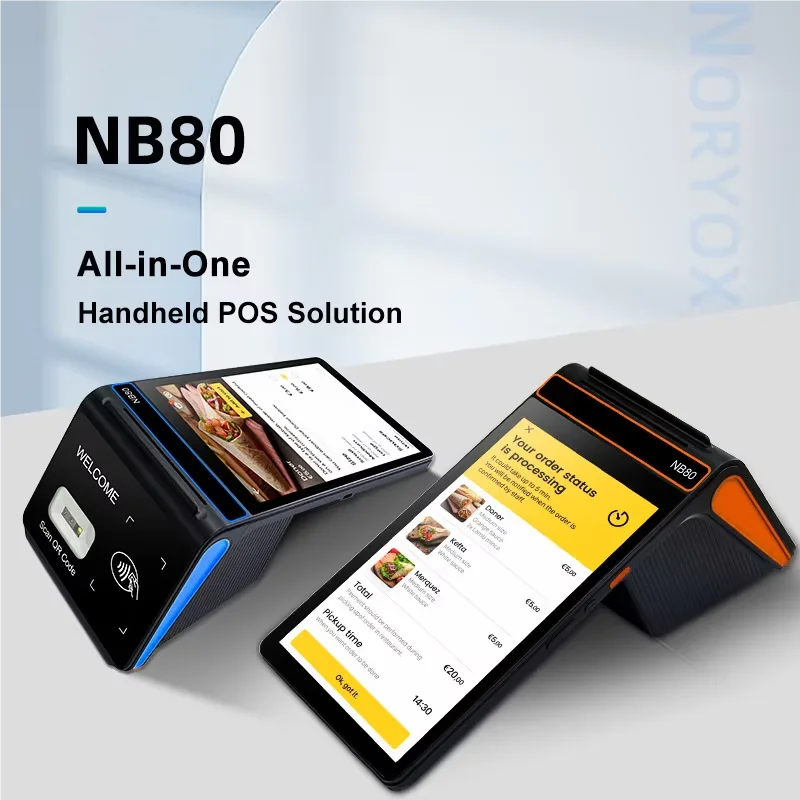 Android 12 8 inch Touch Screen  POS Terminal 58/80mm Printer 3G+16G Memory 4G WIFI BT Mobile POS, NFC 2D Scanner Cash Register