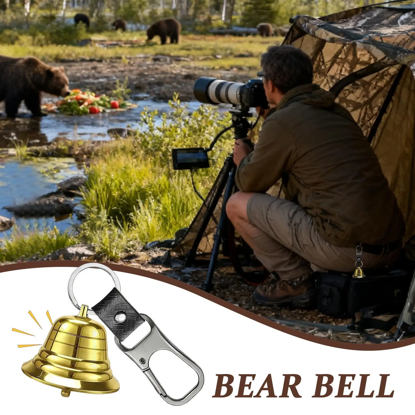 Bear Bells Portable Loud Self Defense Outdoor Camping Alarm Bear Bell Whistle For Protection Warning Men Women Backpacking