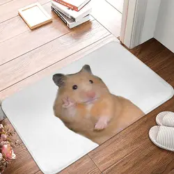 Peace Hamster Meme Bath Mat Anti-Slip Animal Toilet Mat Quick Drying for Shower Home Entrance Foot Mat Waterproof Bathroom Mats