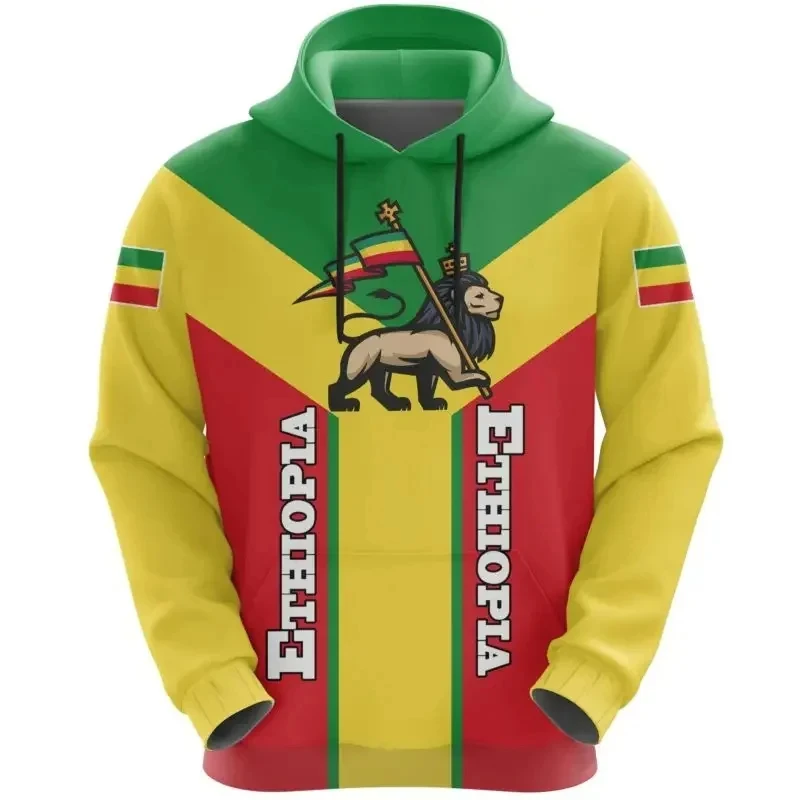 Africa Ethiopia Flag Reggae 3d Print Hoodie Men Retro Tribe Lion Graphic Sweatshirt Street Long Sleeve Hoody Casual Kids Hoodies