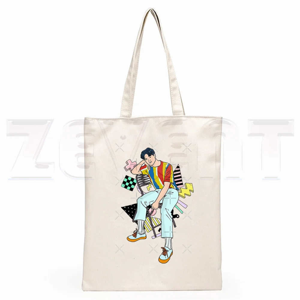 Kpop ATEEZ Canvas Bag Interesting Image Printed Shoulder Bag Shopping Bag Yunho Handbag Seonghwa Hongjoong Yeosang Mingi Wooyoun