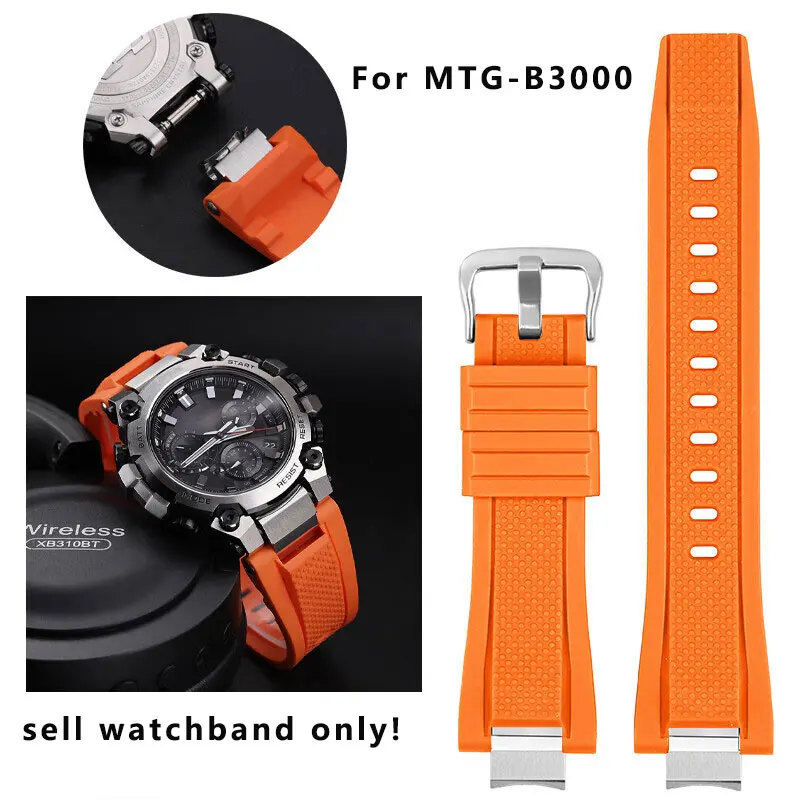 

Modified Silicone Quick release watchband For Casio G-SHOCK MTG-B3000 resin Rubber watch strap with Adapters Connector