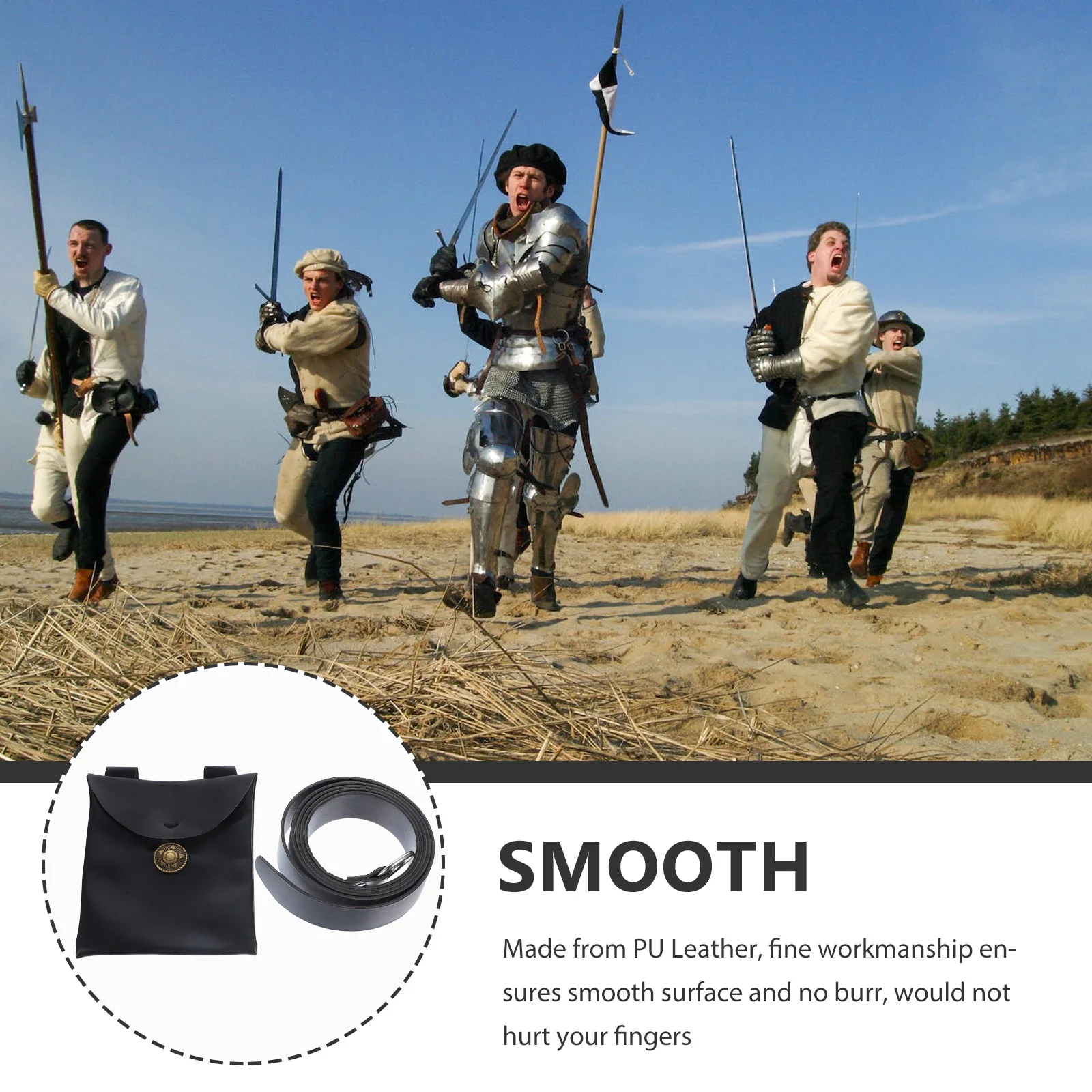 

Medieval Cosplay Bag Renaissance PU Waist Pouch for Men Halloween Costume Party Favor Pirate Purse LARP Supply
