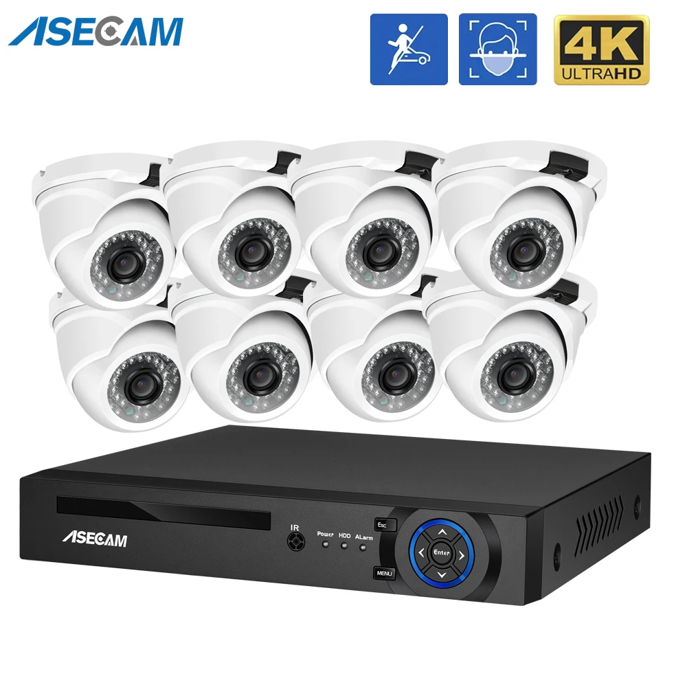 ASECAM 4K Комплект видеонаблюдения NVR POE наружный металлический Xmeye