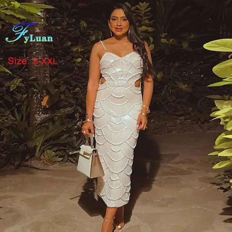 ชุดราตรีออกงานกลางคืนสำหรับผู้หญิง สายเดี่ยว ยาว แต่งเลื่อม ชายผ่า ทรงเข้ารูป แฟชั่นงานปาร์ตี้ งานพรอม