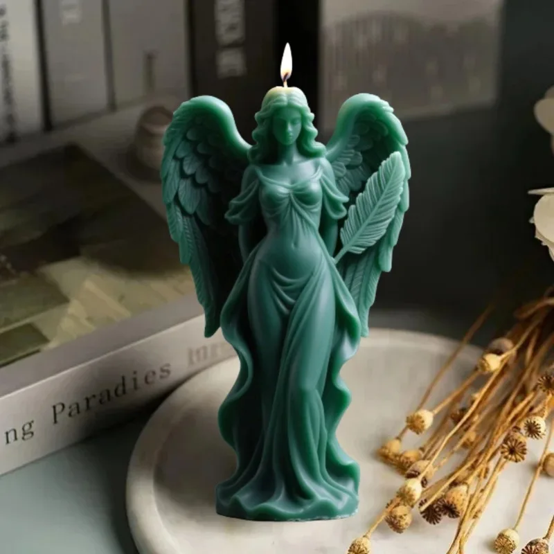 مثير آلهة مجنح شمعة قالب من السيليكون الجناح فتاة اسطوانة شمعة قوالب DIY بها بنفسك اليدوية الروائح الجبس الصابون صنع القالب