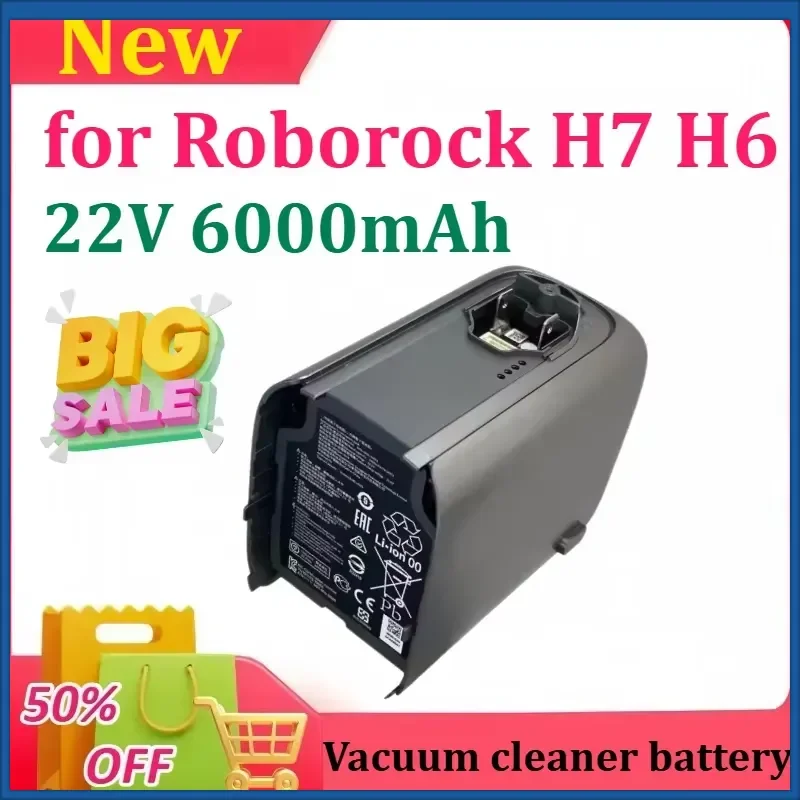 

22.2V 6000mAh for Roborock H6 H7 Vacuum Cleaner Accessories Lithium Battery H6M1A H7M1A High Capacity Battery