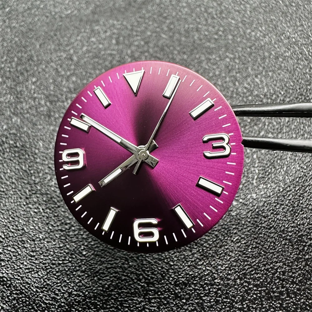 28.5mm Sun Pattern Purple Watch Dial Set Green Luminous 3 6 9 Digital Watch Faces Accessories for NH35 NH36 Movement